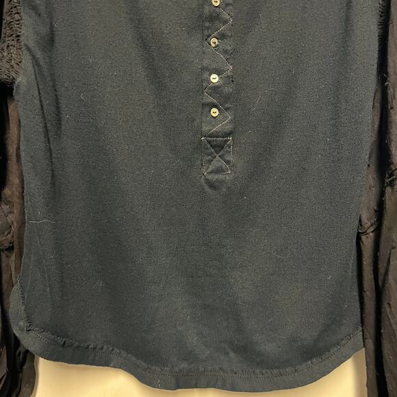 Free People Light Magic Womens Sweater Medium Cotton Henley Puff Sleeve Boho - Picture 5 of 12